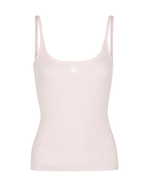 Courreges Pink Ribbed-Knit Tank