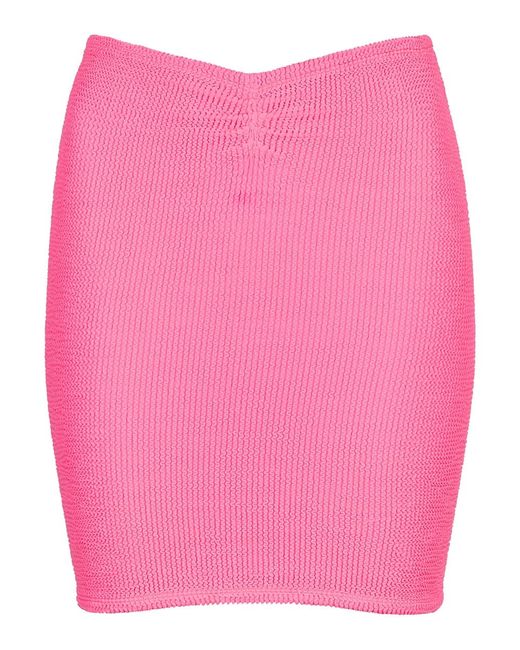 Hunza G Pink Seersucker Mini Skirt