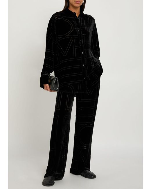 Totême  Black Monogram Devore Shirt