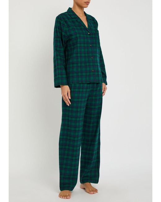 Eberjey Green Plaid Flannel Pyjama Set