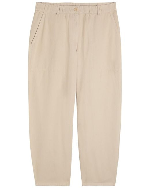 Eileen Fisher Natural Barrel-Leg Cotton Trousers