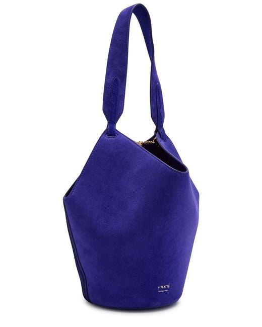 Khaite Blue Lotus Mini Suede Tote Bag