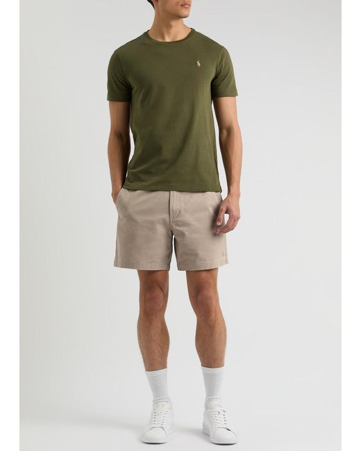 Polo Ralph Lauren Natural Logo-Embroidered Stretch-Cotton Shorts for men