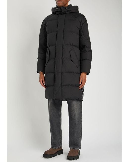 Moose Knuckles Black Everest Long Shell Puffer Coat for men