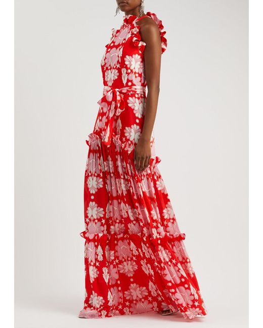 Borgo De Nor Red Tatiana Floral-Print Maxi Dress