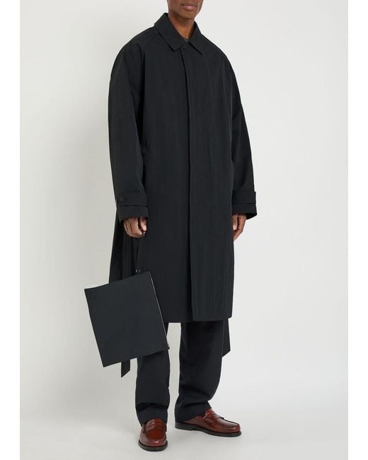 Calvin Klein Black Belted Nylon Trench Coat for men
