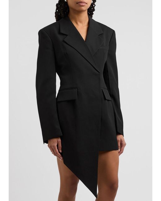 Alexander Wang Black Asymmetric Wool Blazer Mini Dress