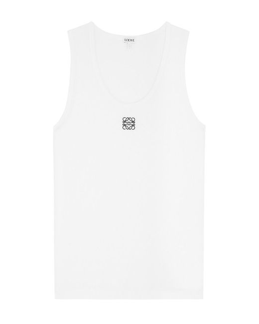 Loewe White Anagram-Embroidered Stretch-Cotton Vest for men