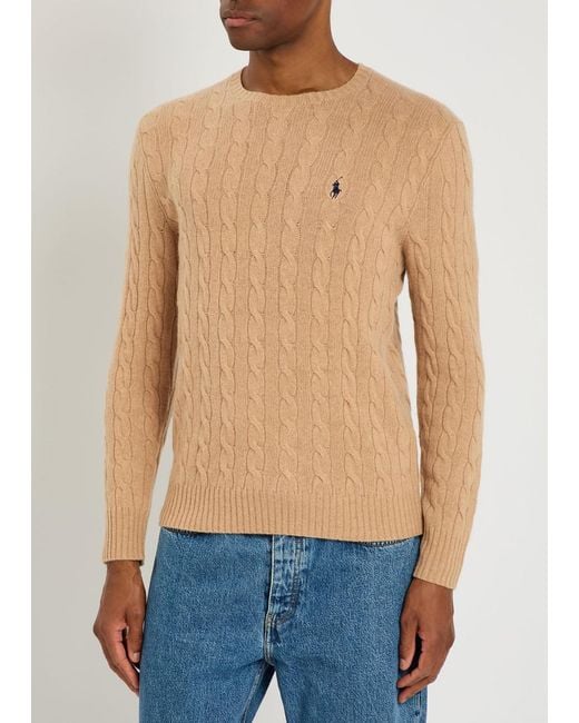 Polo Ralph Lauren Natural Logo Cable-Knit Wool And Cashmere-Blend Jumper for men
