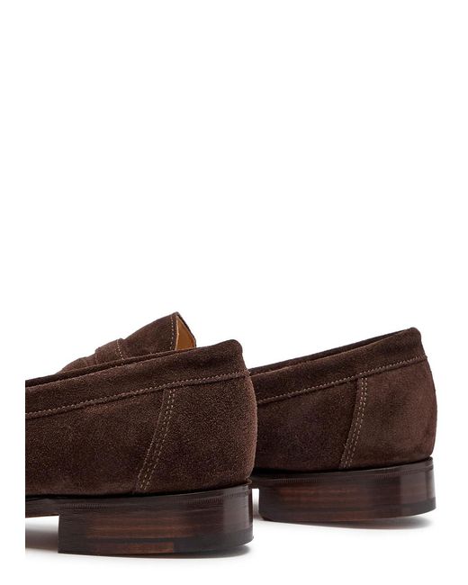 GRENSON Brown Epsom Suede Loafers for men