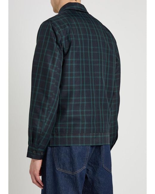 Les Deux Blue Como Coach Checked Twill Jacket for men
