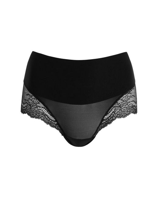 Spanx Black Undie-Tectable Lace-Trimmed Seamless Briefs