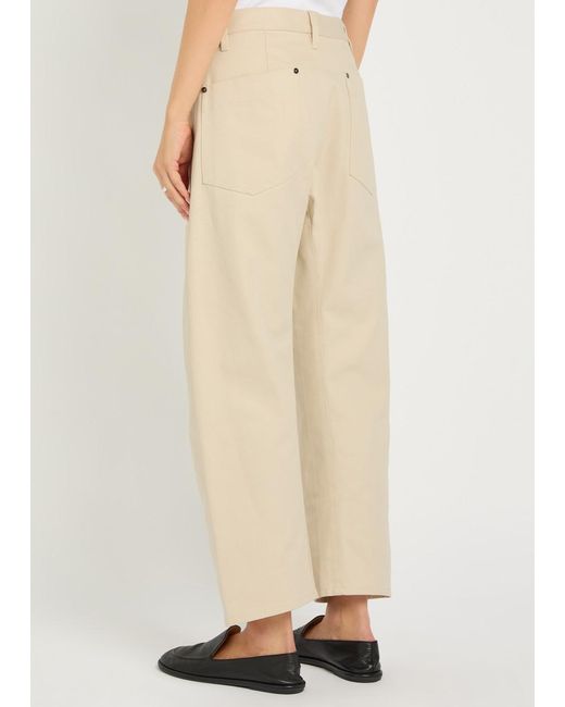 Maria McManus Natural Bow Crop Barrel-Leg Jeans