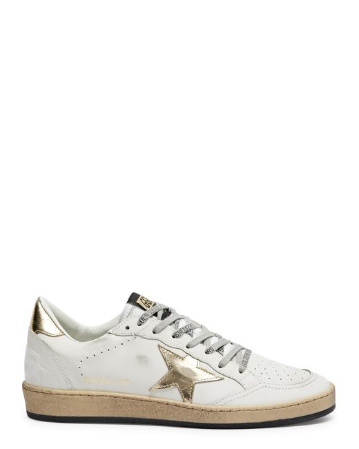 Golden Goose Deluxe Brand White En Goose Ball Star Distressed Leather Sneakers
