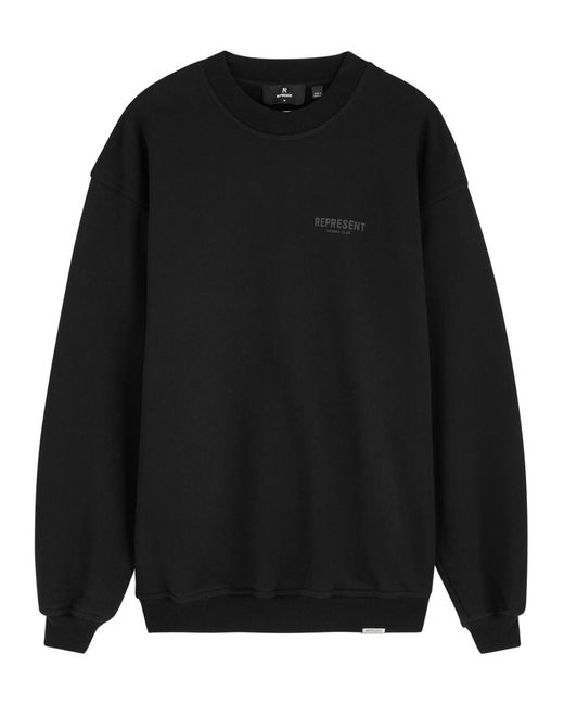 Represent Black Owner's Club Logo Cotton Sweatshirt for men