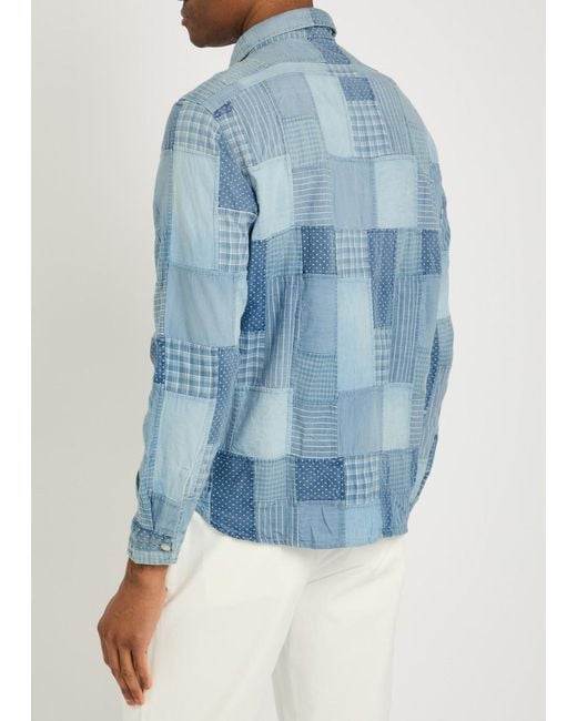 Polo Ralph Lauren Blue Patchwork Design Cotton Shirt for men