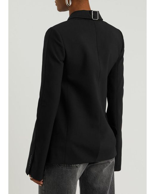 Courreges Black Buckle-Embellished Stretch-Wool Blazer
