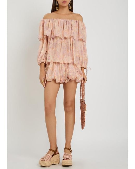 Chloé Pink Floral-Print Silk Top