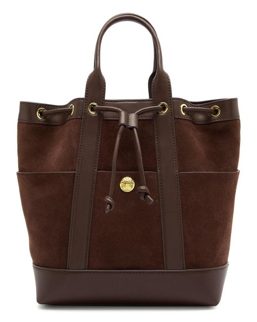 Veronica Beard Brown Goody Panelled Suede Bucket Bag