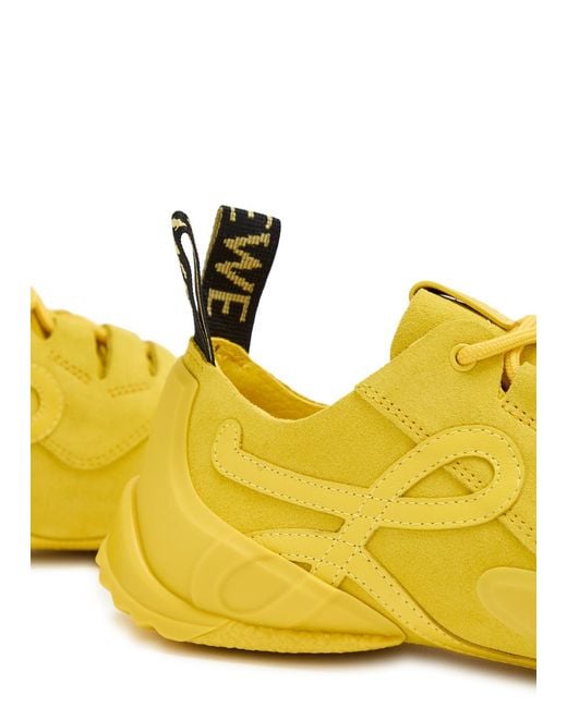 Loewe Yellow Grip Panelled Suede Sneakers