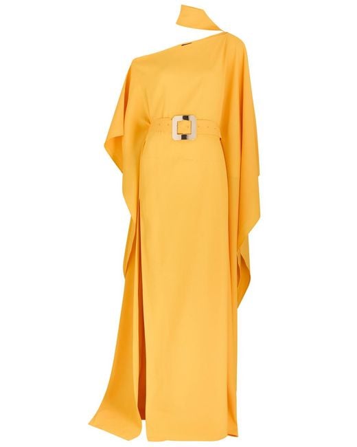 Taller Marmo Yellow Taylor Crepe Maxi Kaftan Dress