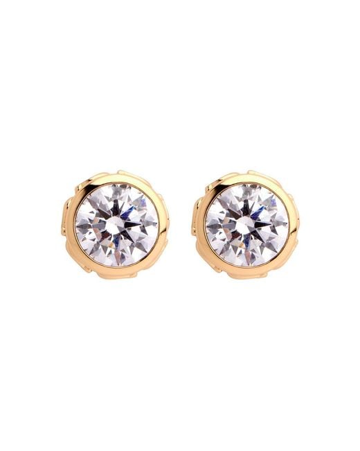 COACH White Signature Crystal Stud Earrings