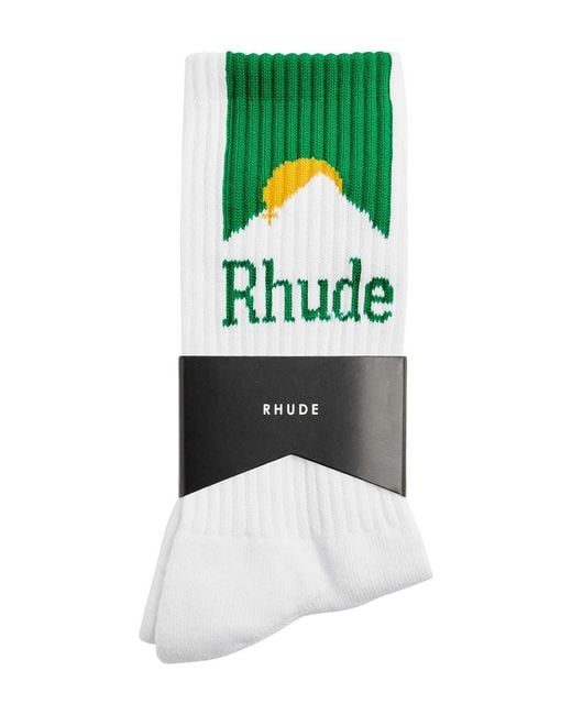 Rhude White Moonlight Logo Cotton-blend Socks for men