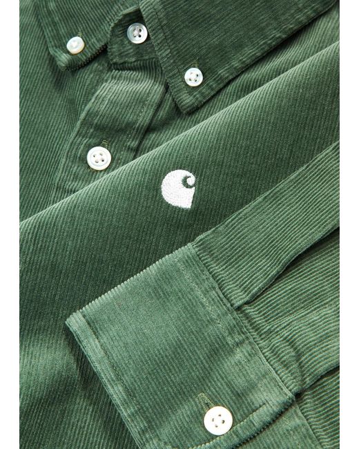 Carhartt Green Madison Logo-Embroidered Corduroy Shirt for men