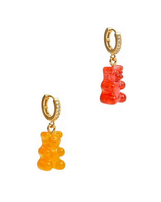Crystal Haze Jewelry Orange Nostalgia Bear 18kt Gold-plated Hoop Earrings