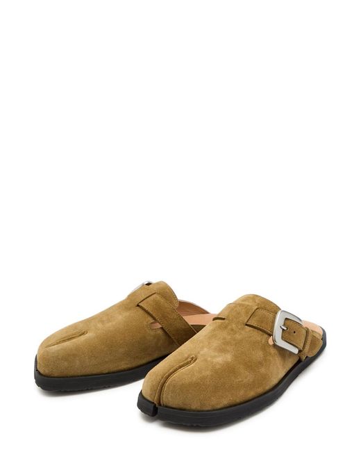 Maison Margiela Brown Tabi Buckle Suede Mules