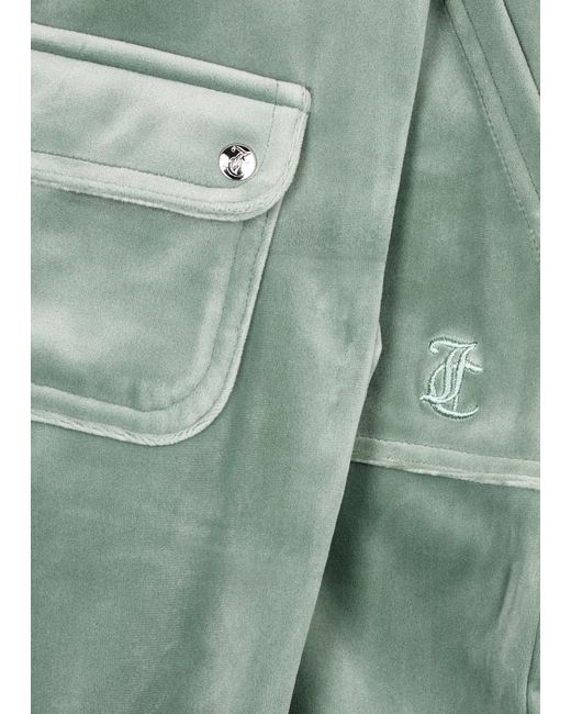 Juicy Couture Green Del Ray Logo Velour Sweatpants