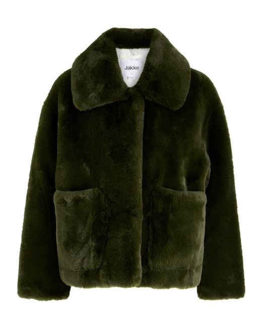 Jakke Green Faux Fur Coat Jacket