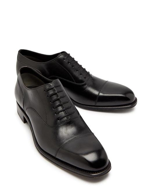 Tom Ford Black Claydon Leather Oxford Shoes for men