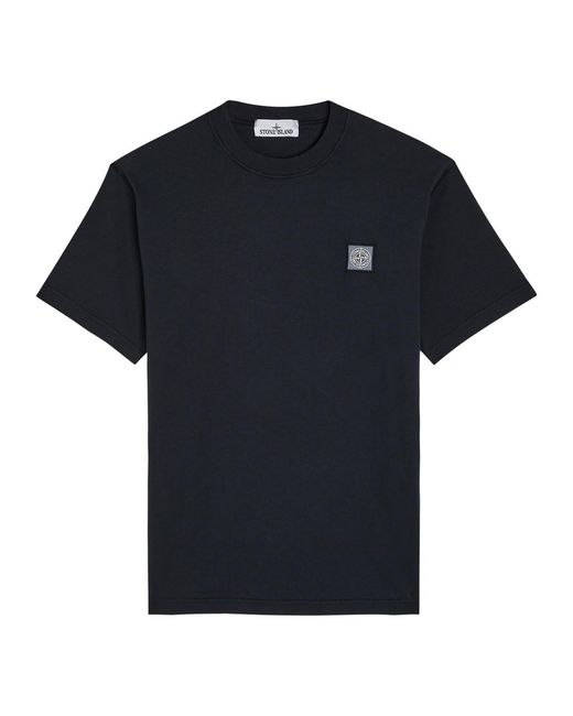 Stone Island Black Tonal Compass Logo Cotton T-Shirt for men