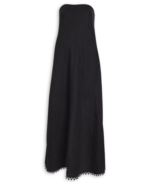 Skall Studio Black Victoria Strapless Linen Maxi Dress