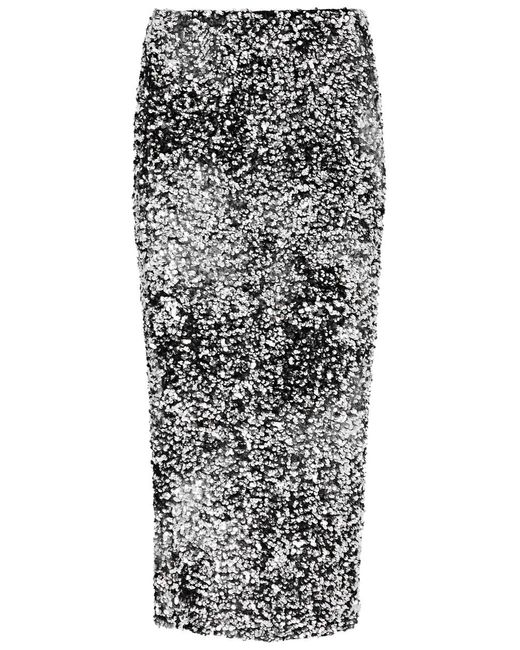 Marella Gray Osmunde2 Sequin-embellished Velvet Midi Skirt