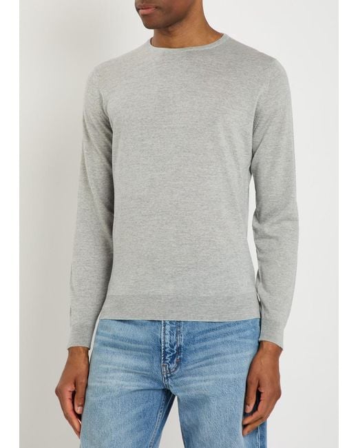 John Smedley Gray Lundy Fine-Knit Merino Wool Jumper for men