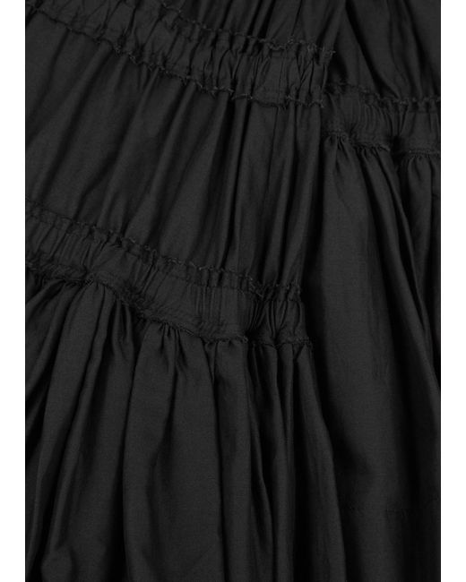 Merlette Black Jardin Smocked Cotton Mini Skirt