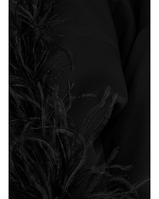 16Arlington Black Taree Feather-trimmed Jumpsuit