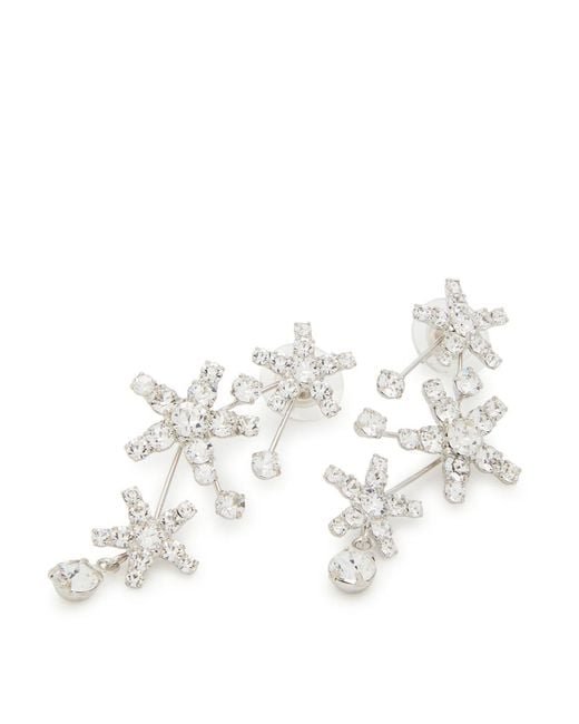 Jennifer Behr White Azar-Embellished Rhodium-Plated Drop Earrings