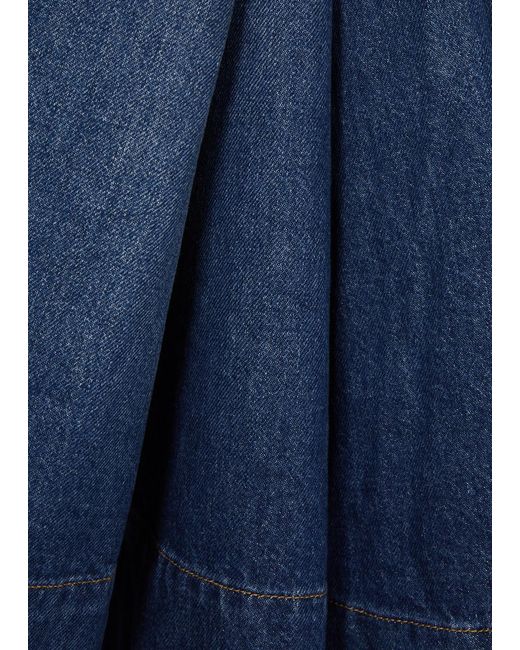 Khaite Blue Lennox Midi Skirt