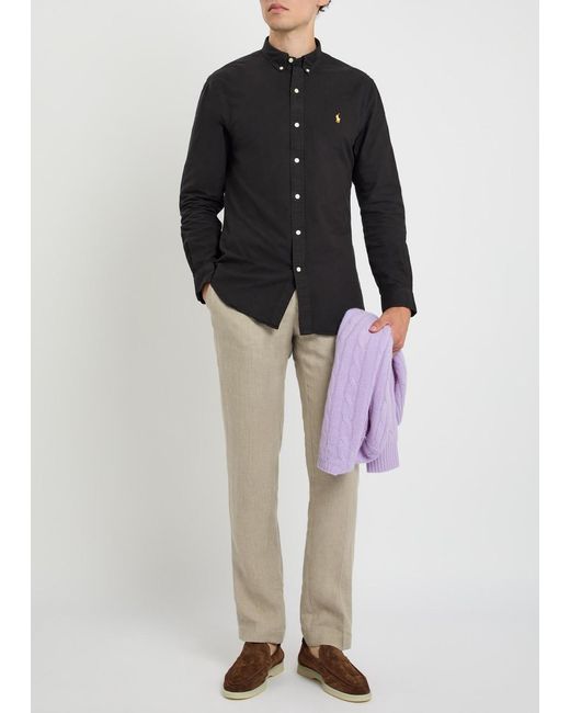 Polo Ralph Lauren Black Logo-Embroidered Cotton Shirt for men