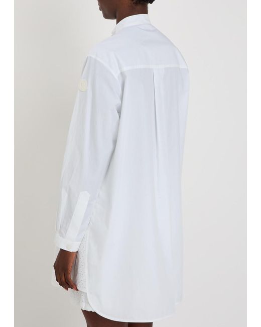 Moncler White Embroidered Cotton-Poplin Shirt