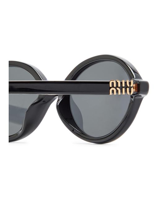 Miu Miu Black Oval-Frame Sunglasses
