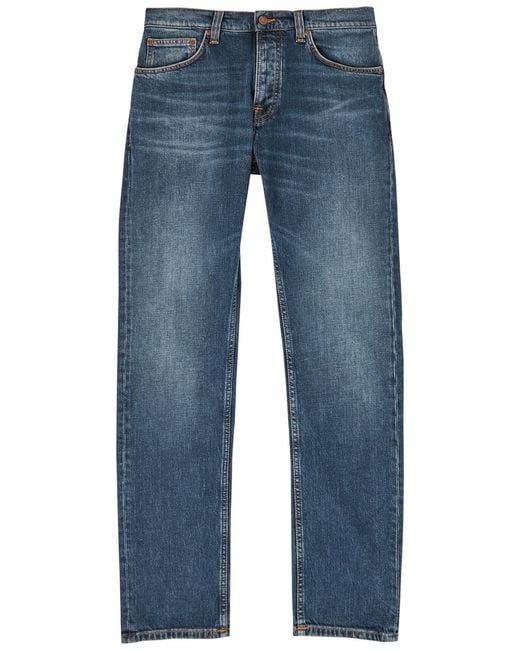 Nudie Jeans Blue Solid Ollie Slim-Leg Jeans for men