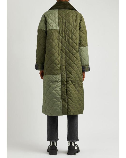 Barbour Green X Ganni Burghley Quilted Shell Coat