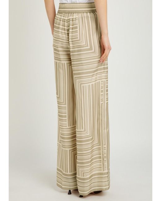 Joseph Natural Dijon Printed Wide-Leg Silk Trousers