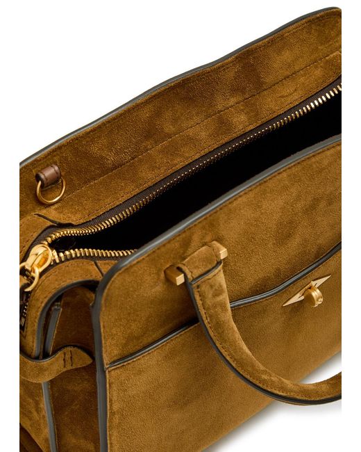 Metier Brown Private Eye Mini Suede Top Handle Bag
