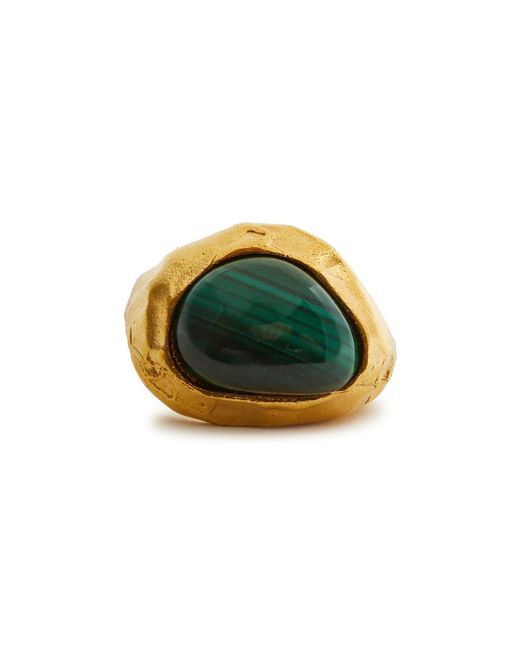 Alighieri Green The Mountain Rising 24kt Gold-plated Ring