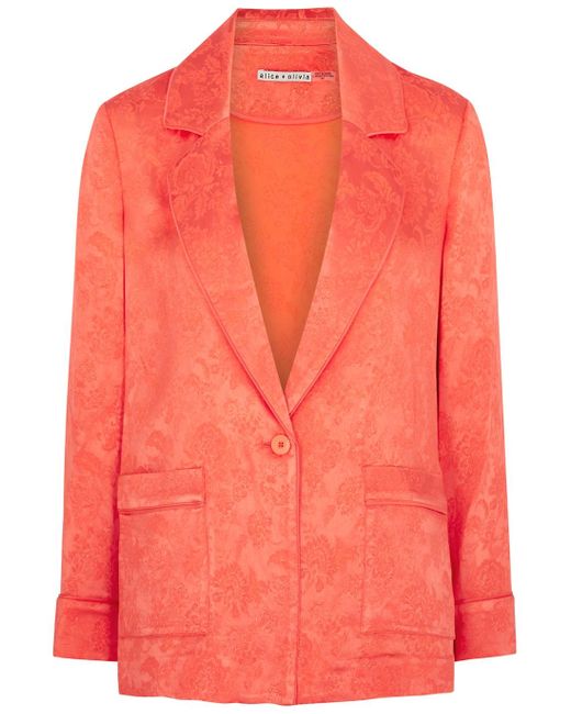 Alice + Olivia Alice + Olivia Shanda Coral Satin-jacquard Blazer in ...